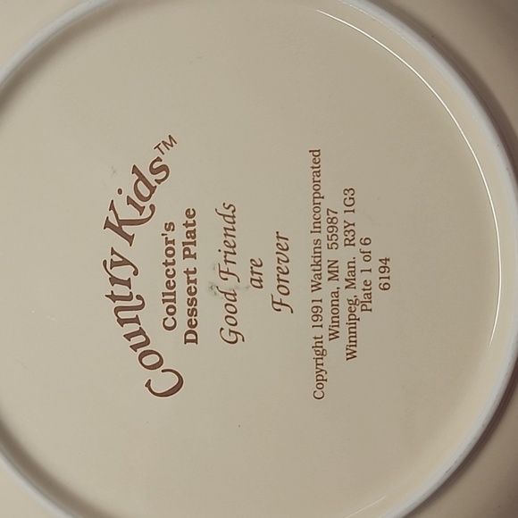 2 Country Kids Collector's Dessert Plate Good Friends are Forever 1991 - Picture 5 of 5